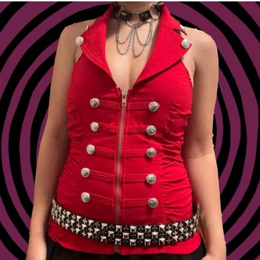 Red Collared Marching Band Corset Vest